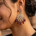 Obyesha Black Kundan Chandbali Earrings for Women | Gold Plated Ethnic Jhumka Earrings with Beads | Traditional Wedding & Party Wear Jewellery