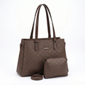 Obyesha Women's Premium Brown Textured Tote Handbag Set with Detachable Sling Pouch – Large Office Shoulder Bag