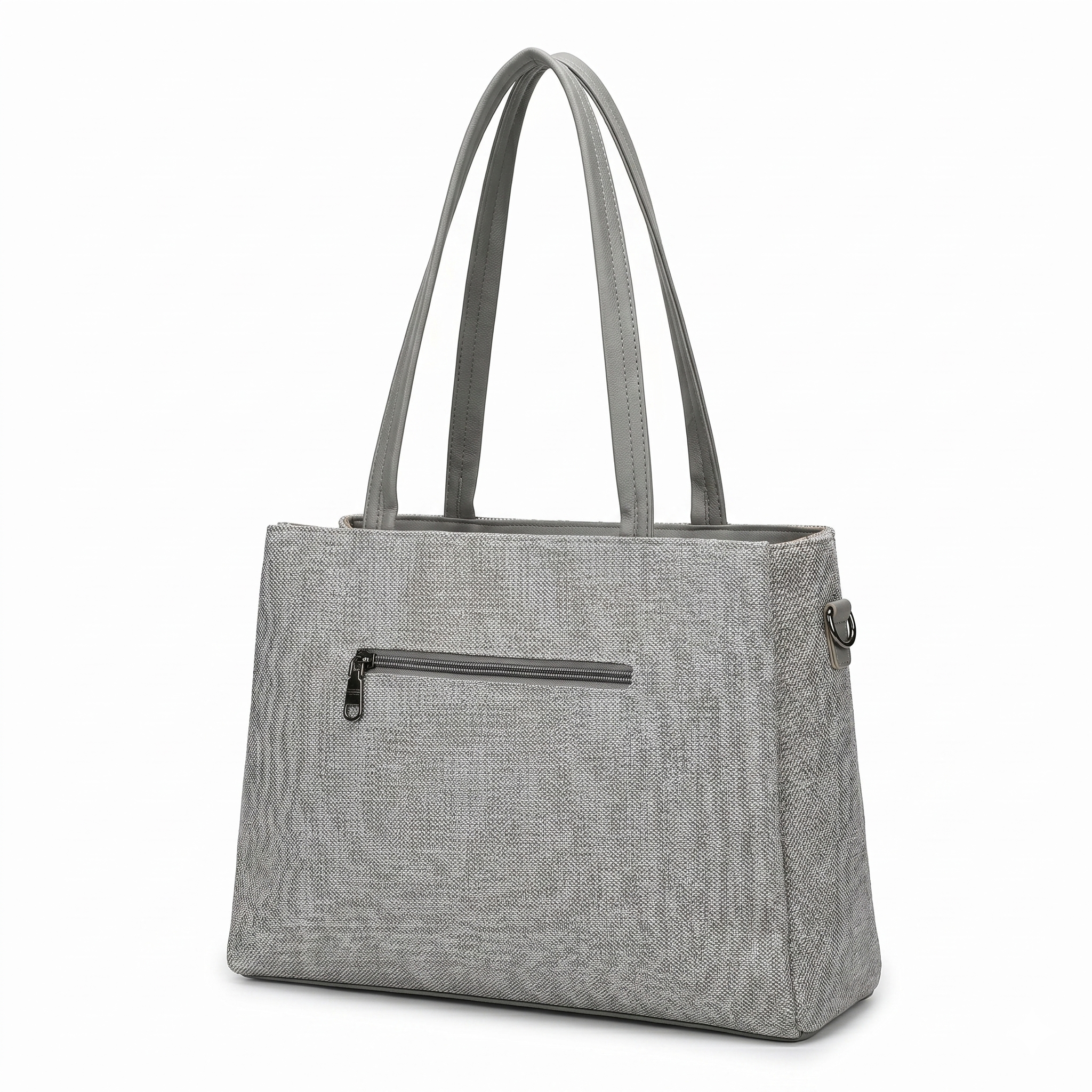 Obyesha Women's Premium Grey Textured Tote Handbag Set with Detachable Sling Pouch – Large Office Shoulder Bag