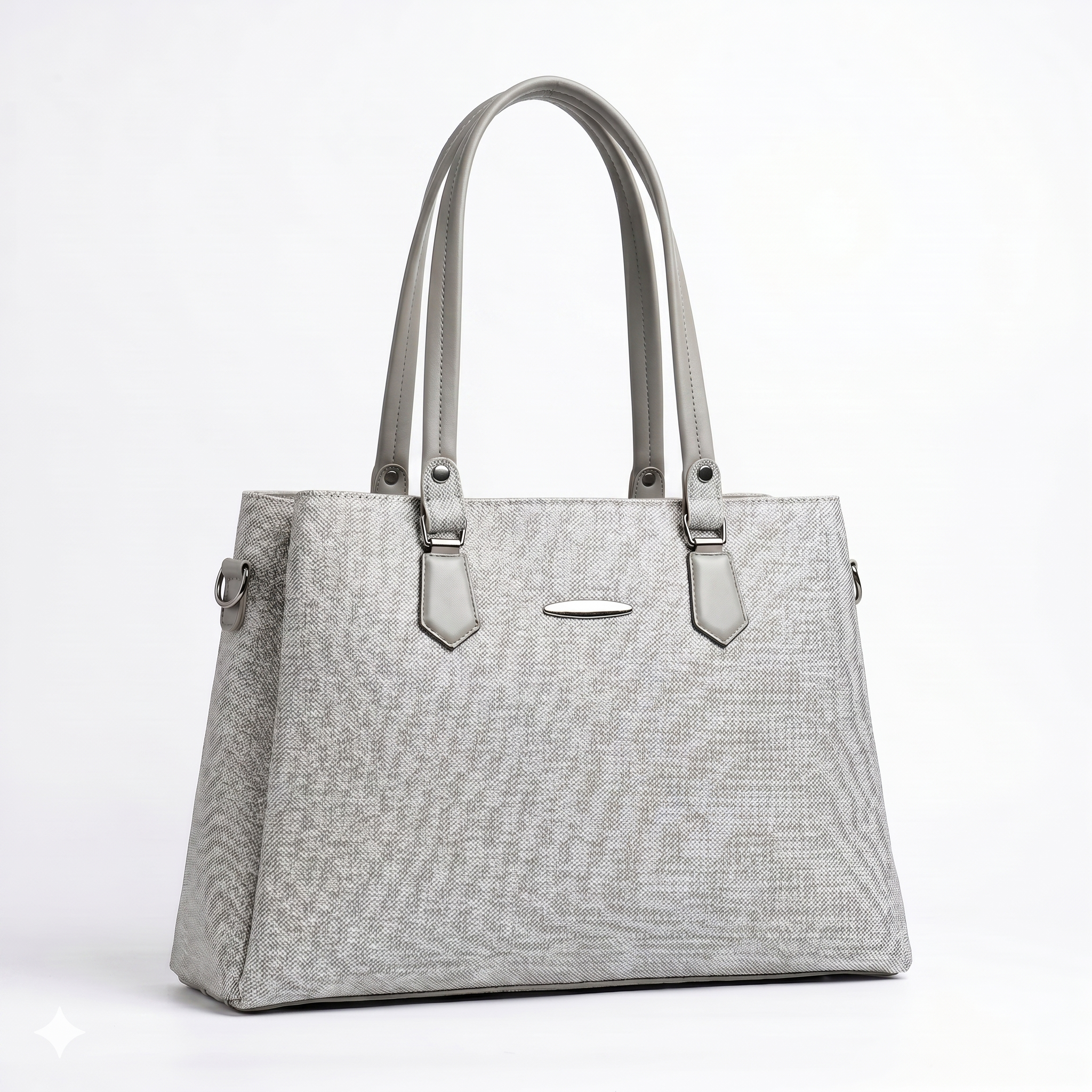 Obyesha Women's Premium Grey Textured Tote Handbag Set with Detachable Sling Pouch – Large Office Shoulder Bag