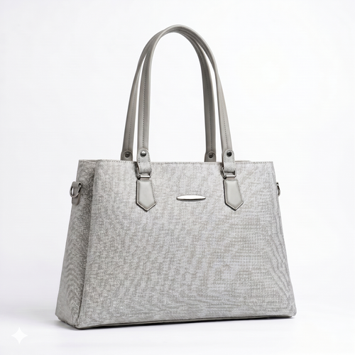 Obyesha Women's Premium Grey Textured Tote Handbag Set with Detachable Sling Pouch – Large Office Shoulder Bag