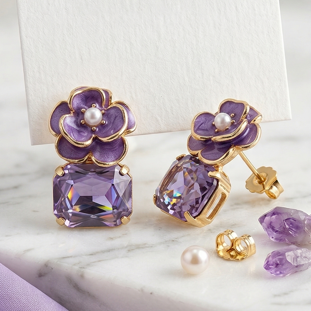 Pack of 3 Premium Butterfly Pearl & Floral Crystal Earrings Combo for Women | 3 Pair Designer Party Wear Stud Earrings Set