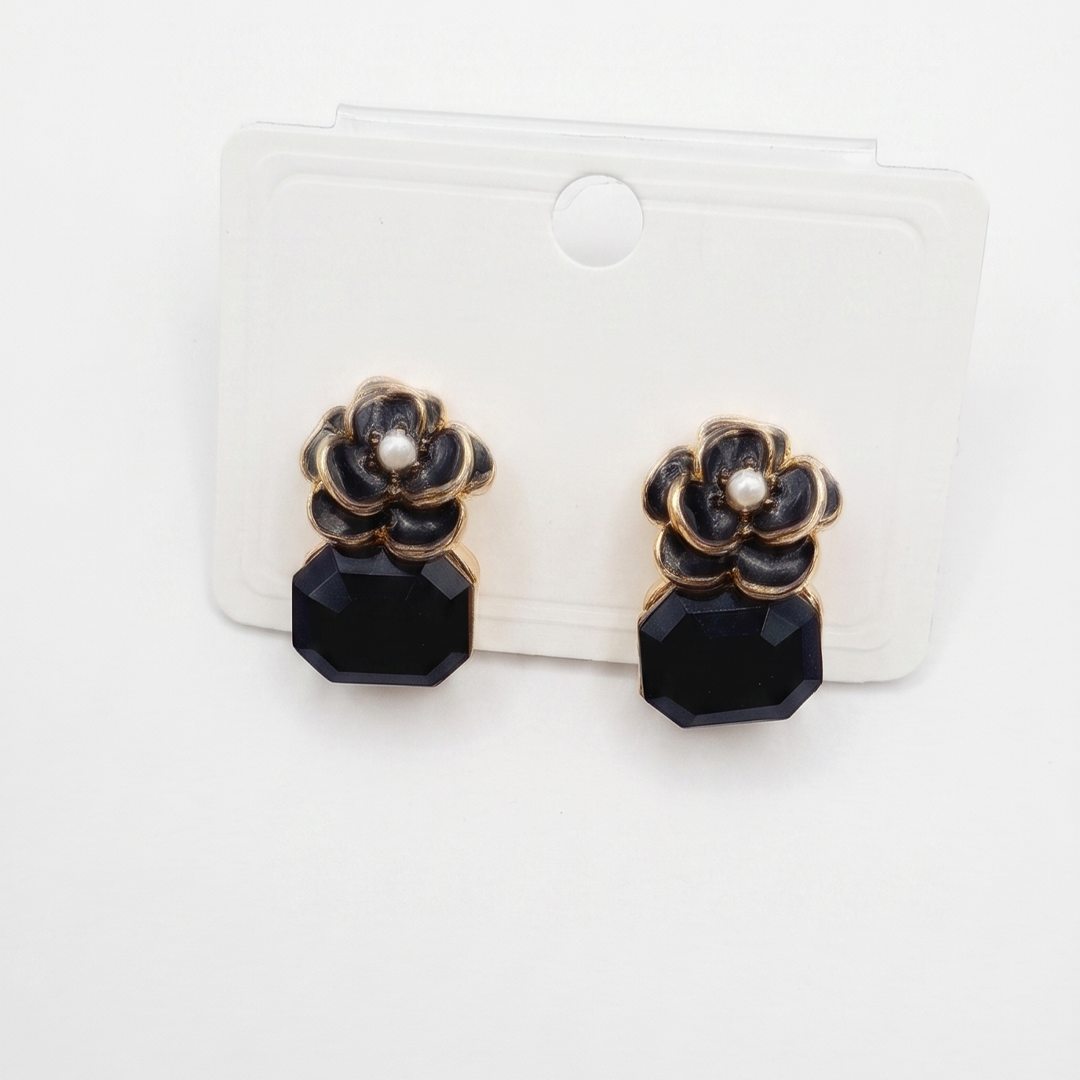 Pack of 6 Floral Crystal Stud Earrings for Women | Multicolor Gemstone Earrings (Emerald, Pearl, Lavender, Pink, Black, Blue) | Elegant Daily Wear Jewellery