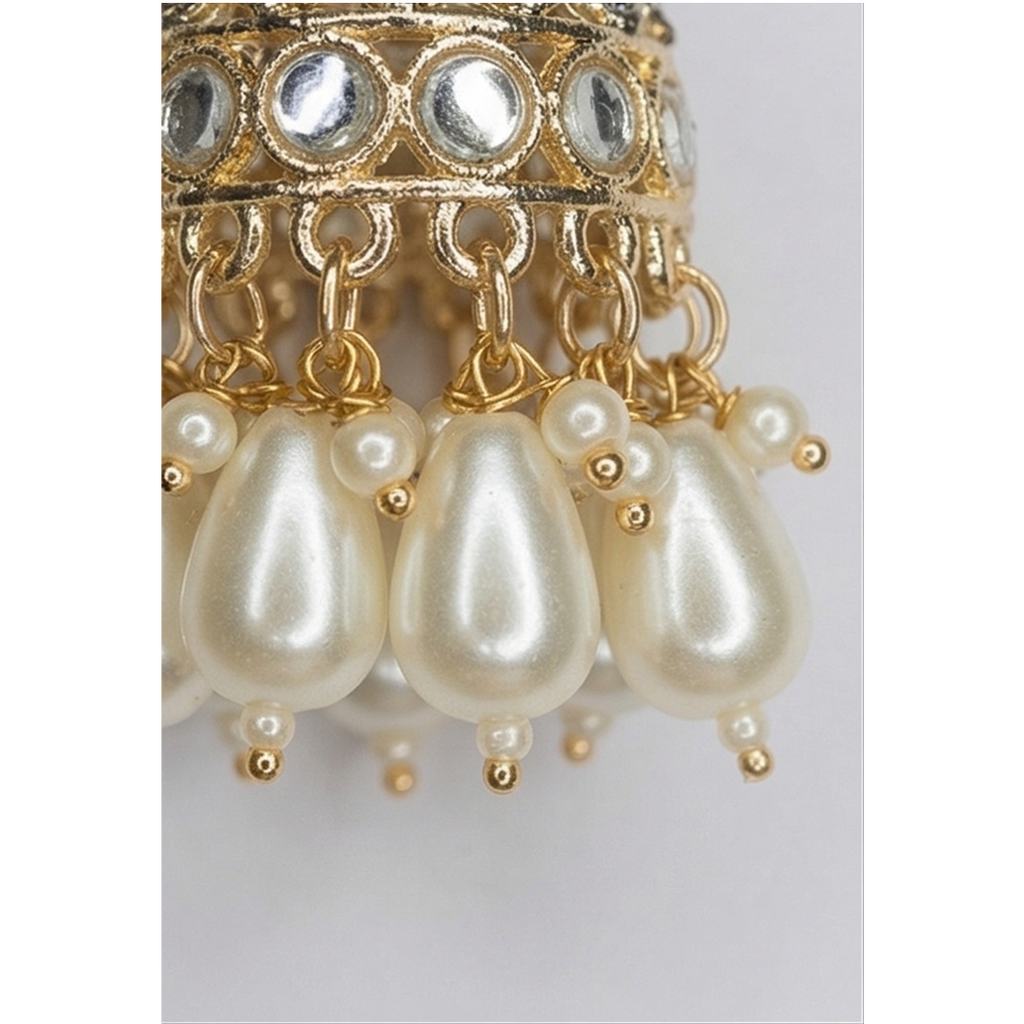 Gold Plated Kundan Jhumka Earrings for Women | Pearl Drop Traditional Earrings | Ethnic Wedding & Party Wear Jewellery