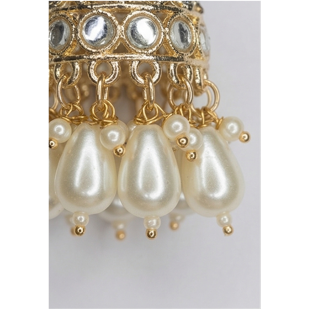 Gold Plated Kundan Jhumka Earrings for Women | Pearl Drop Traditional Earrings | Ethnic Wedding & Party Wear Jewellery