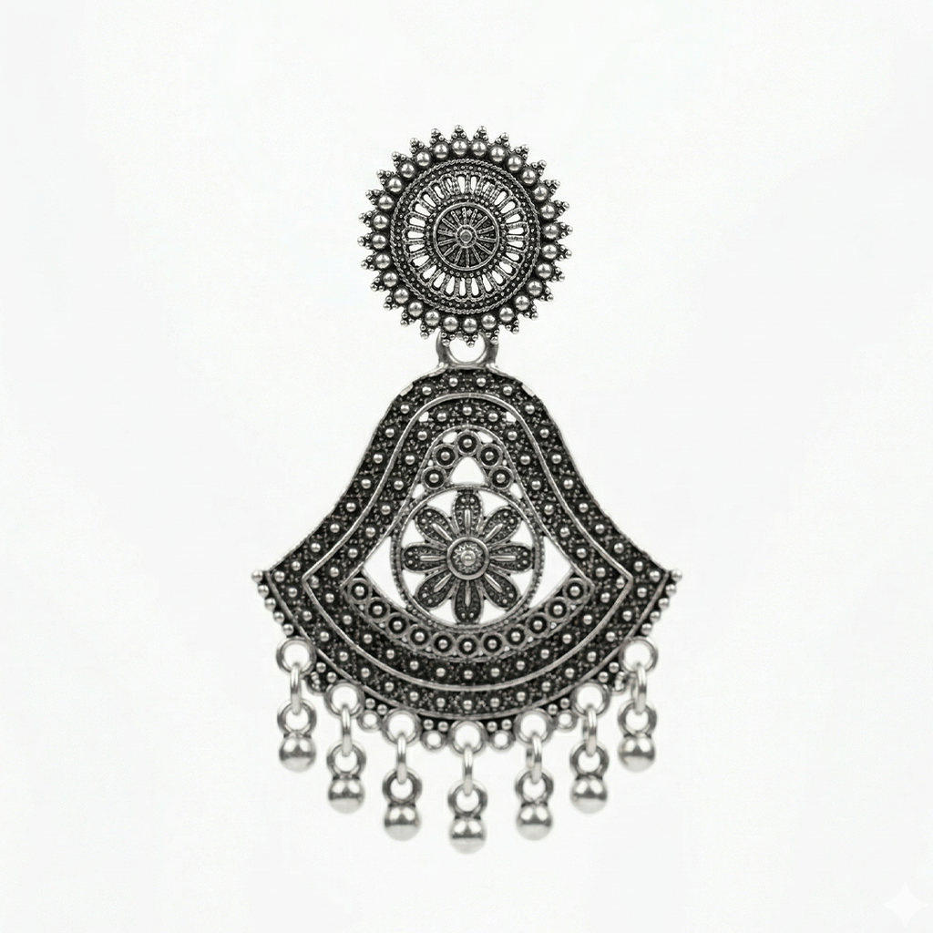 Oxidized Silver Statement Earrings for Women | Tribal Boho Dangle Earrings | Traditional Ethnic Jewellery