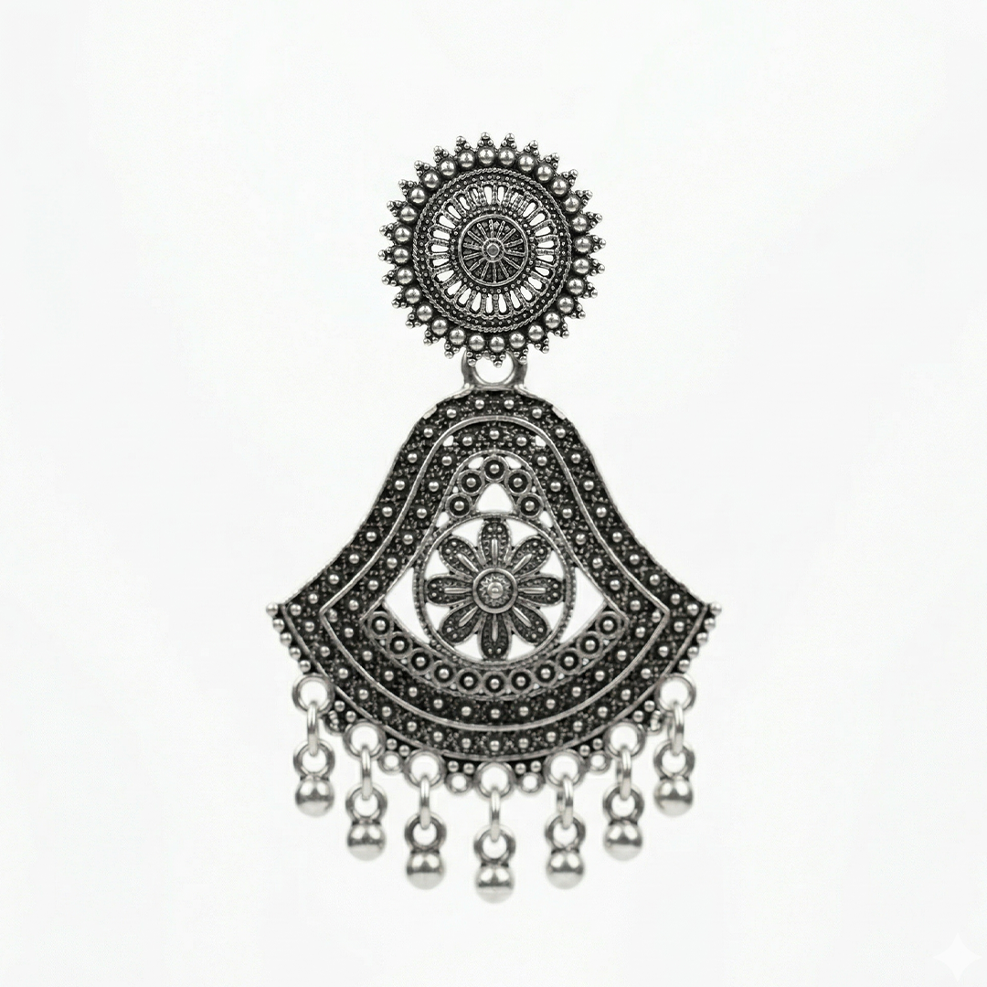 Oxidized Silver Statement Earrings for Women | Tribal Boho Dangle Earrings | Traditional Ethnic Jewellery