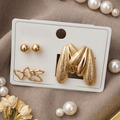 Gold Plated Earring Combo Set for Women | Ball Studs, Butterfly Studs & Chunky Hoop Earrings | Trendy Daily Wear Jewellery (Pack of 3)