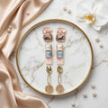 Pack of 3 Elegant Floral Crystal & Geometric Drop Earrings Combo for Women | Premium 3 Pair Designer Party Wear Earrings Set