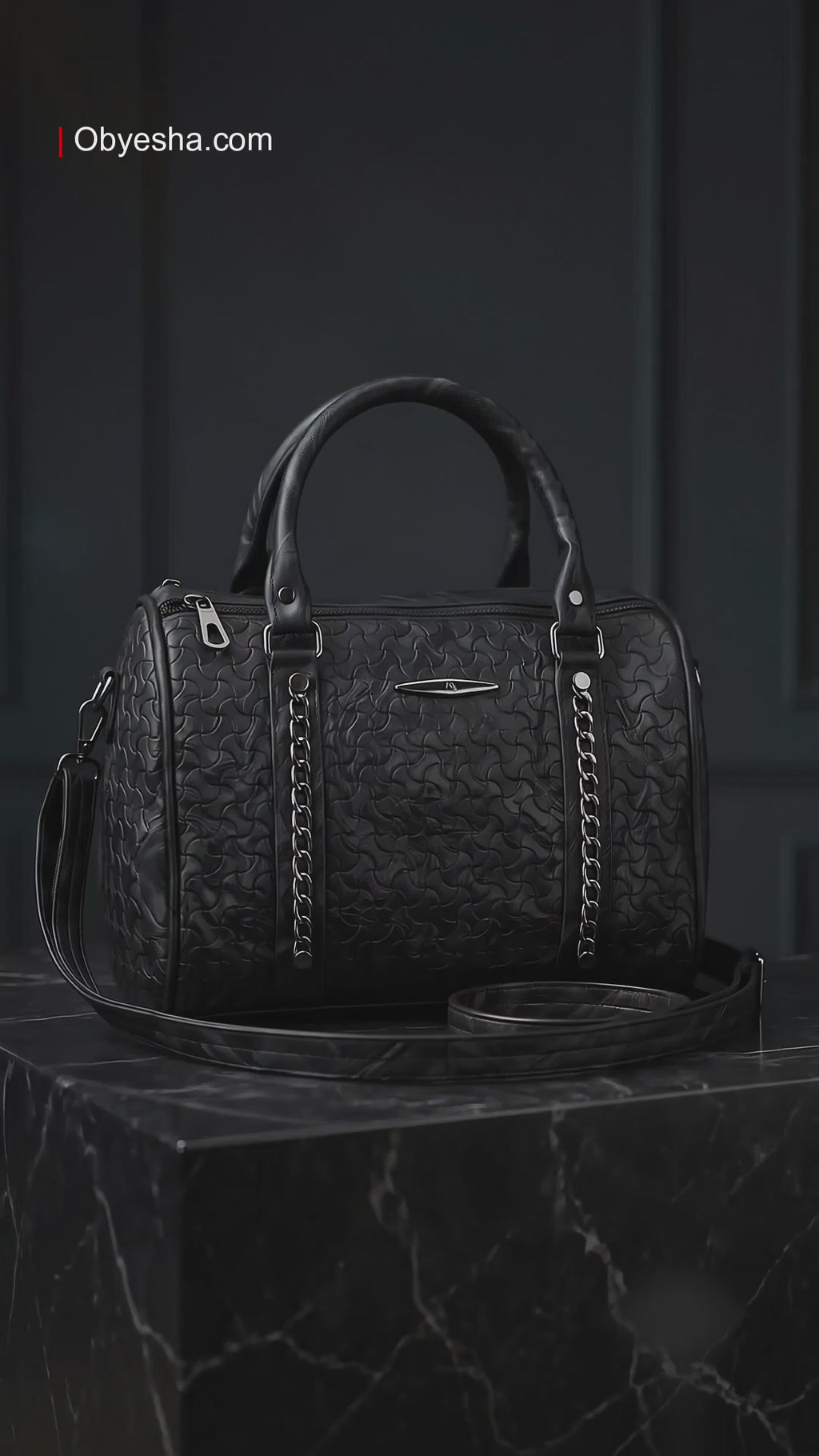 Women's Textured PU Leather Boston Handbag with Detachable Sling Strap | Top Handle Shoulder Satchel Purse for Office, Travel & Daily Use