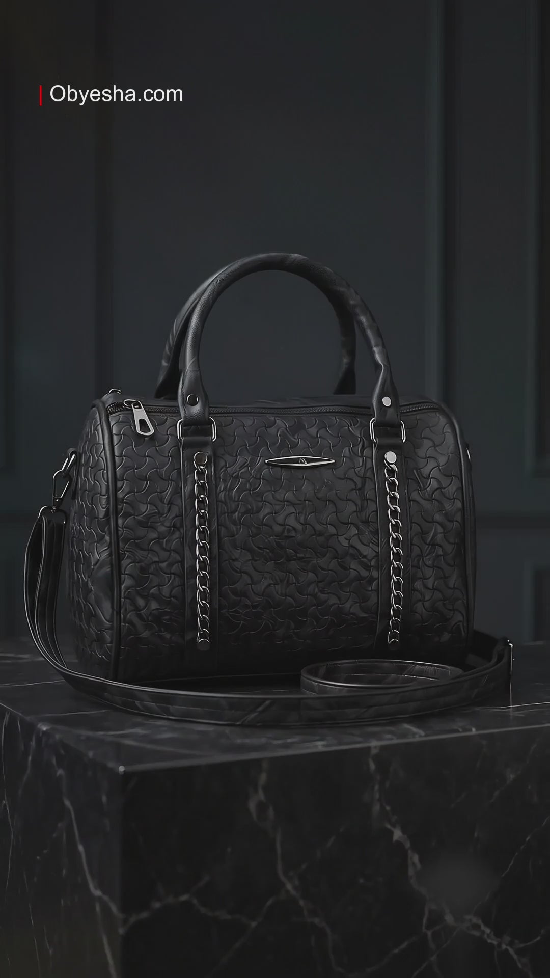 Women's Textured PU Leather Boston Handbag with Detachable Sling Strap | Top Handle Shoulder Satchel Purse for Office, Travel & Daily Use